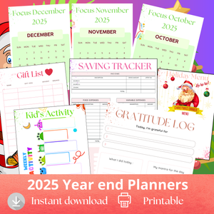 Year-End 2025 October, November & December Printable Planners
