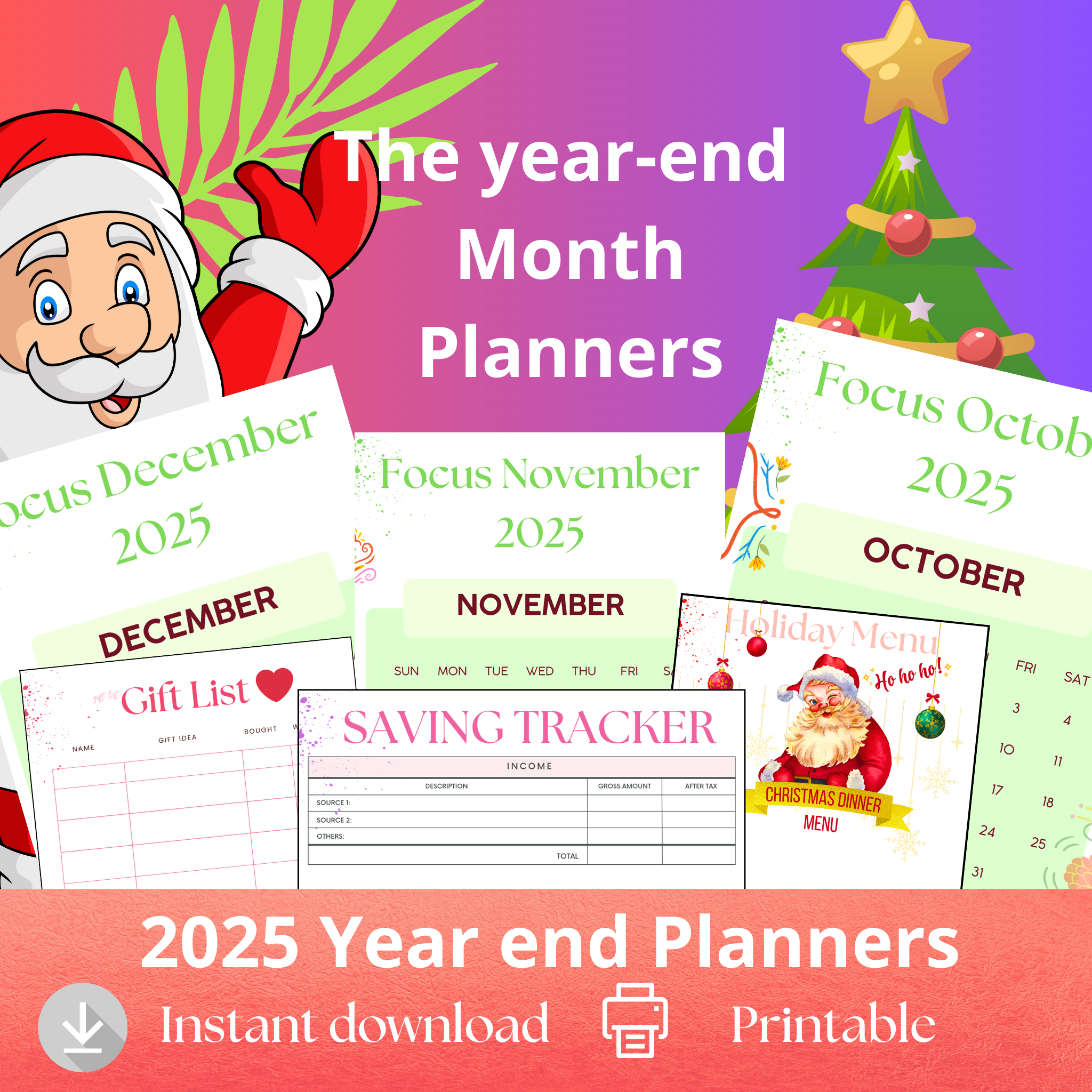 Year-End 2025 October, November & December Printable Planners