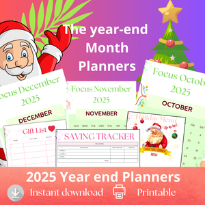 Year-End 2025 October, November & December Printable Planners