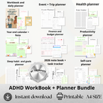 ADHD Printable Planner Bundle, ADHD Workbook, ADHD Planner Bundle, ADHD Journal, ADHD Productivity Planner, ADHD Life Planner, Printable ADHD Planner